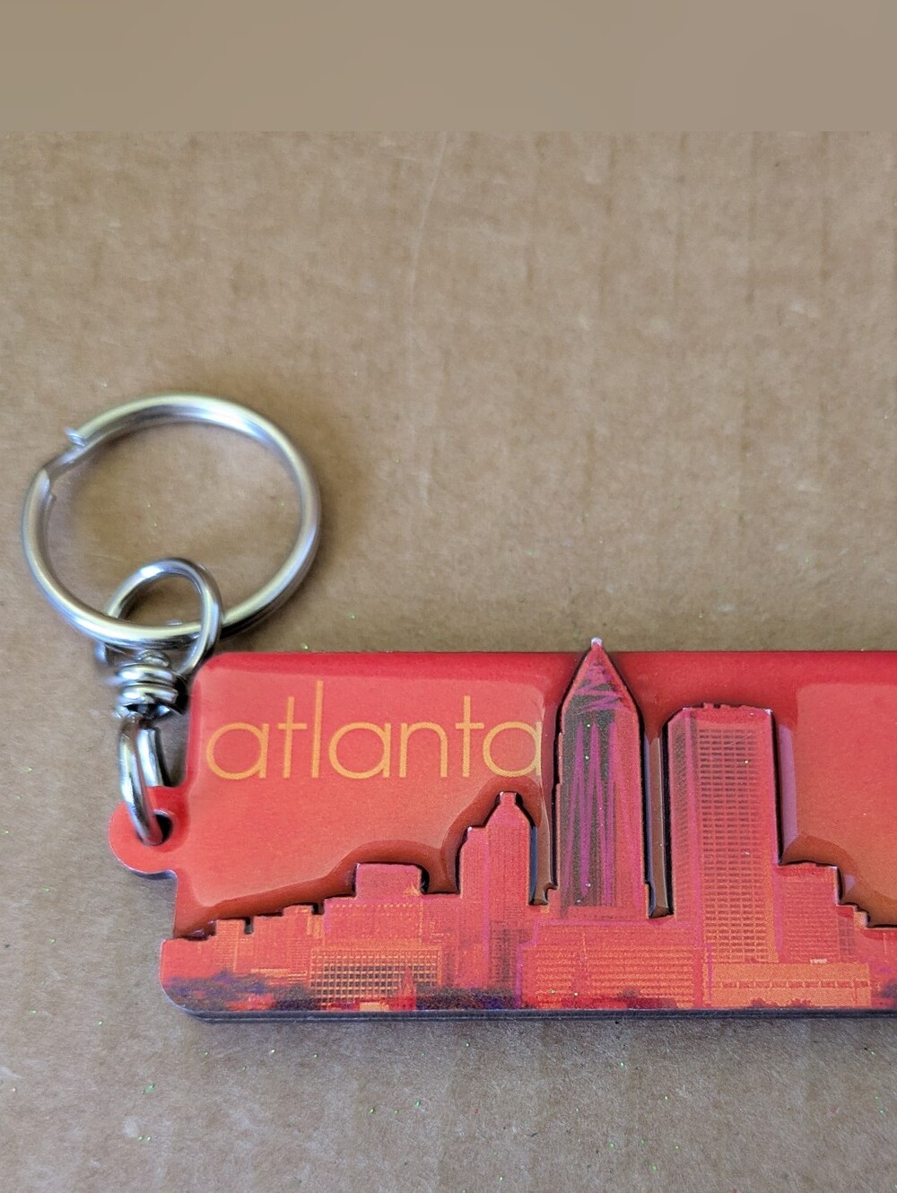 Keychain Atlanta Skyline Keychain Tag Red